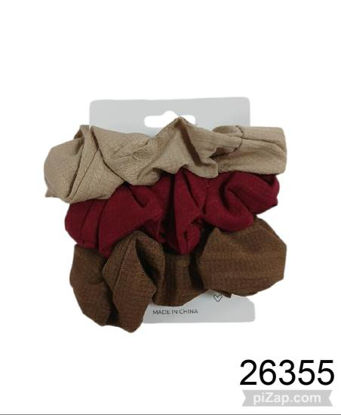 Imagen de SCRUNCHIES DE PELO X3 BEIGE/BORDO Y MARRON 5.26